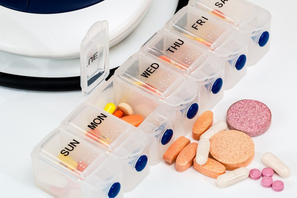 Pill organizer with medicine