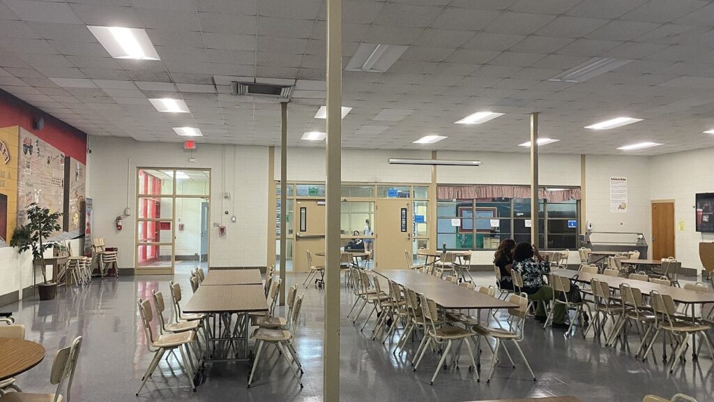 Empty school cafeteria