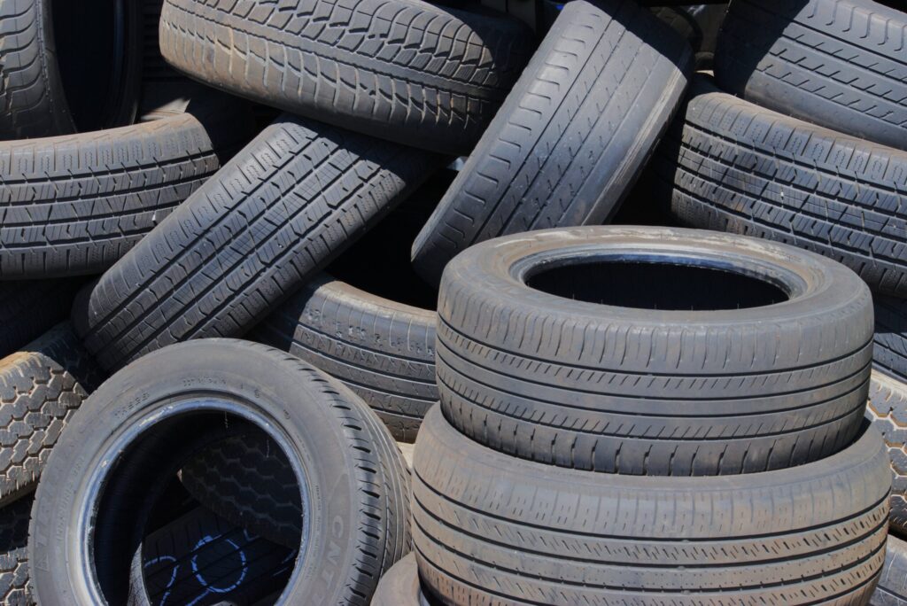 Stack of used car tires
